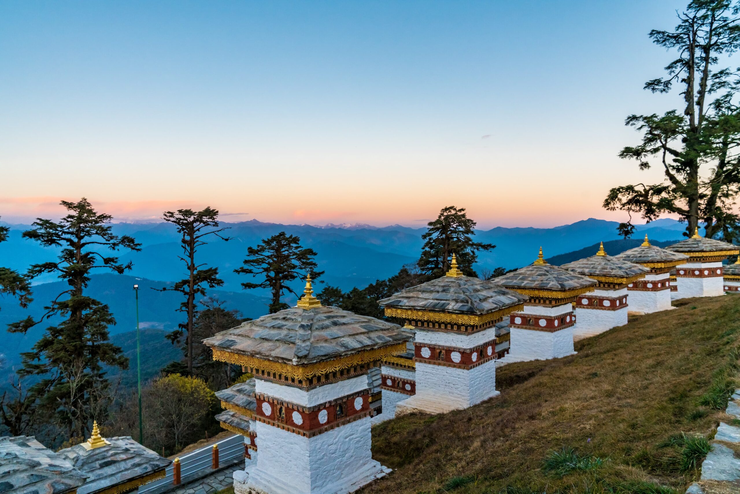 The 108 chortens at Dochula Pass, Bhutan