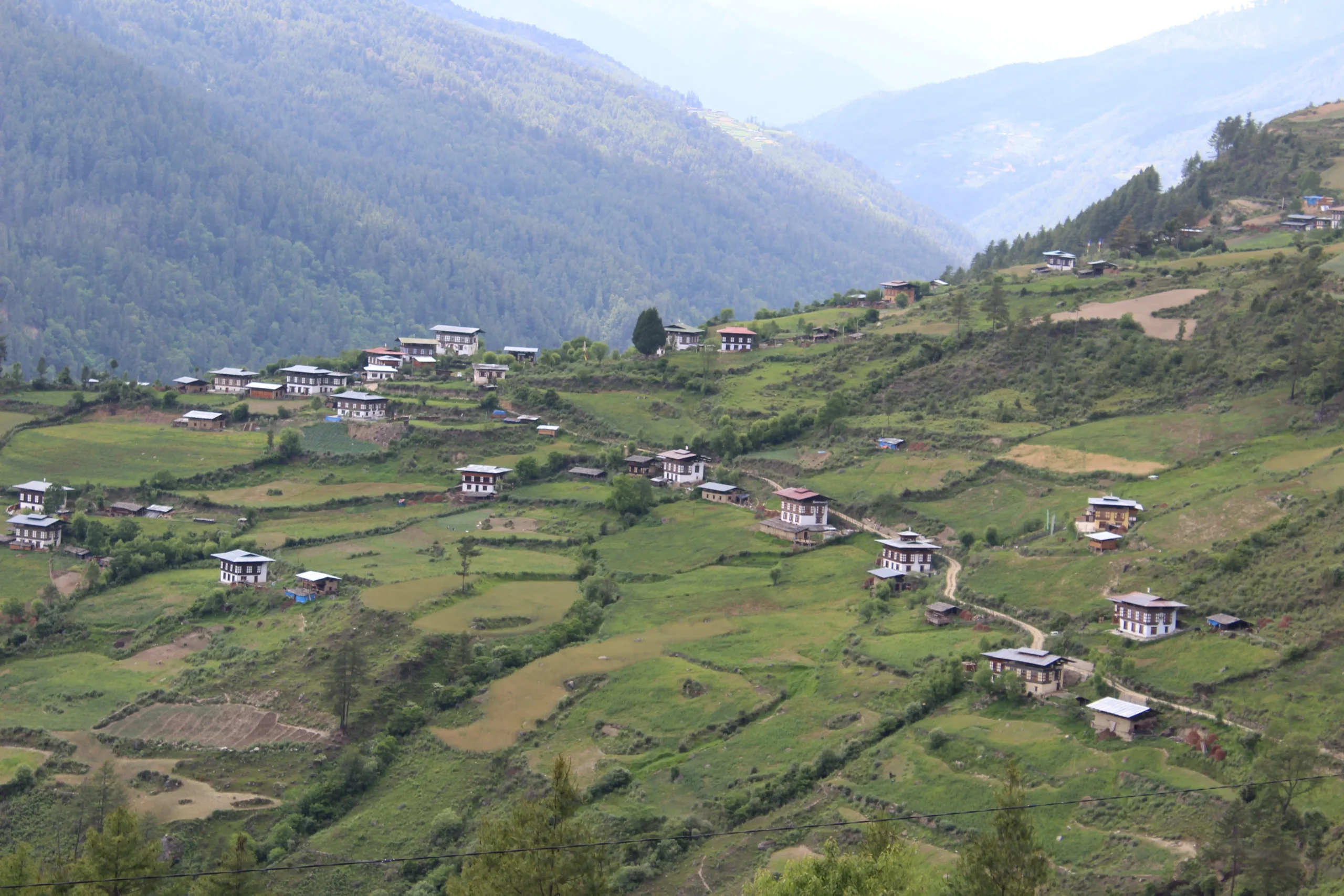 A village among the forested hills of Zhemgang