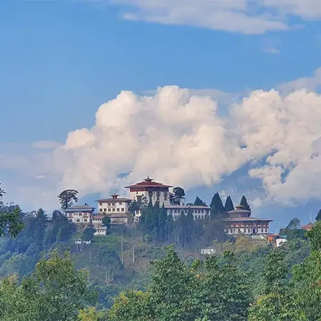 Zhemgang Dzong on its ridge above the Mangde Chhu
